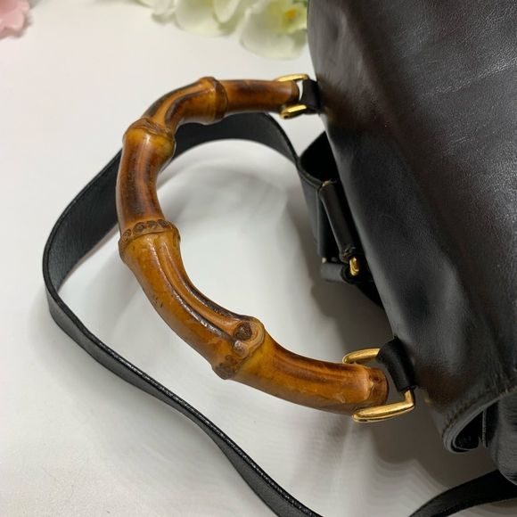Gucci Black Leather Backpack with Bamboo Accents - Picture 8 of 15